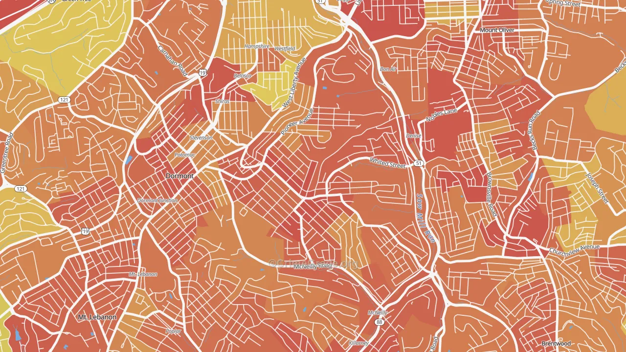 Brookline, Pittsburgh, PA Map of Vandalism Rates