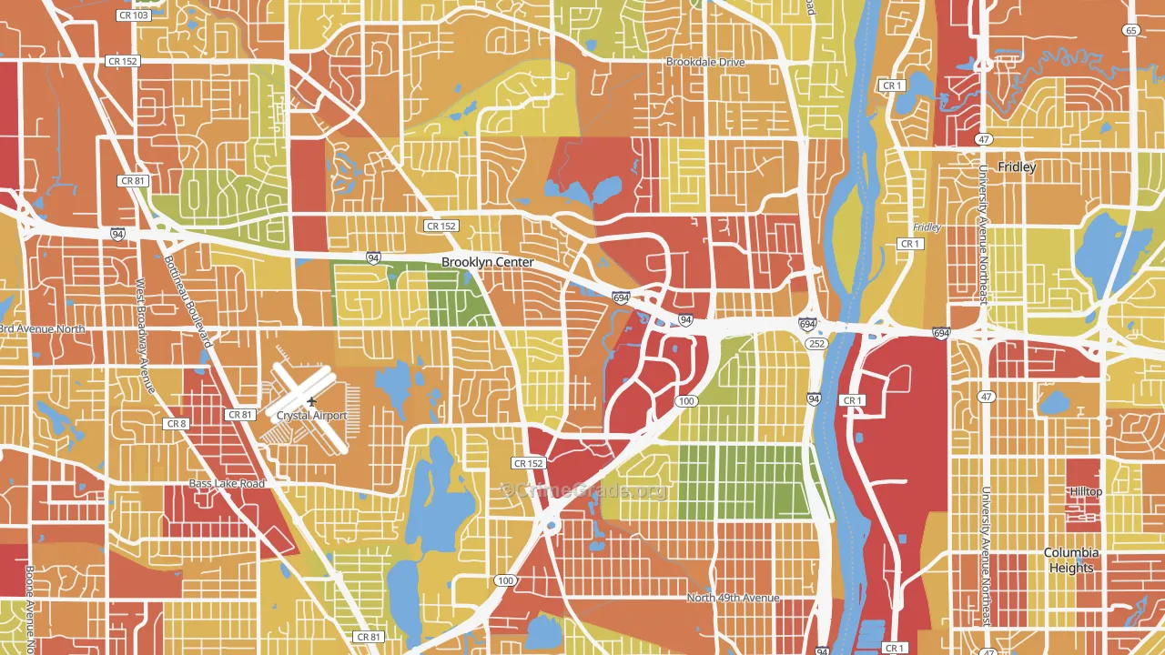 Brooklyn Center, MN Map of Vandalism Rates