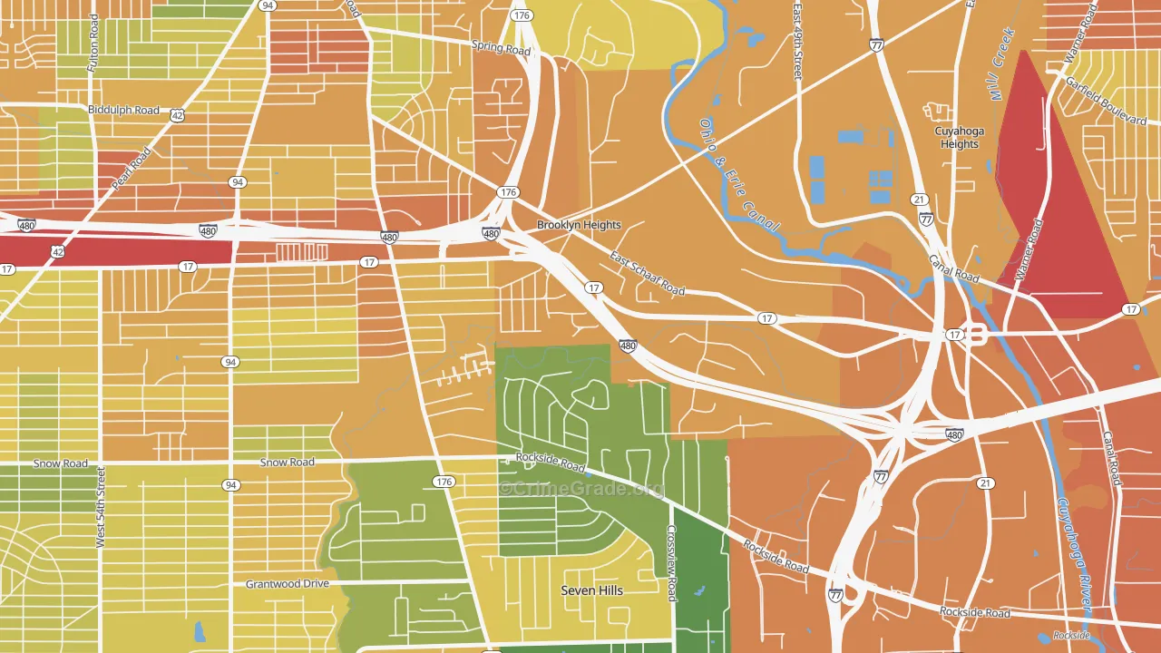 Brooklyn Heights, OH Map of Vandalism Rates