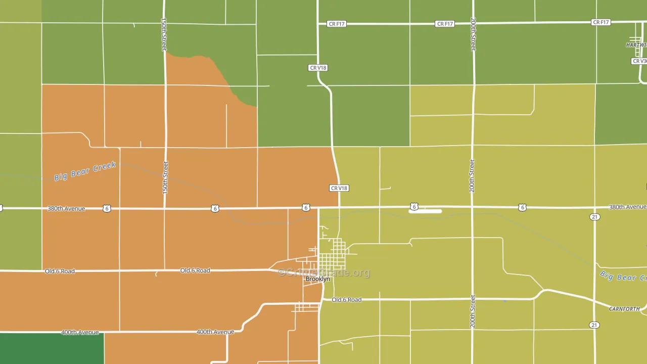 Brooklyn, IA Map of Vandalism Rates