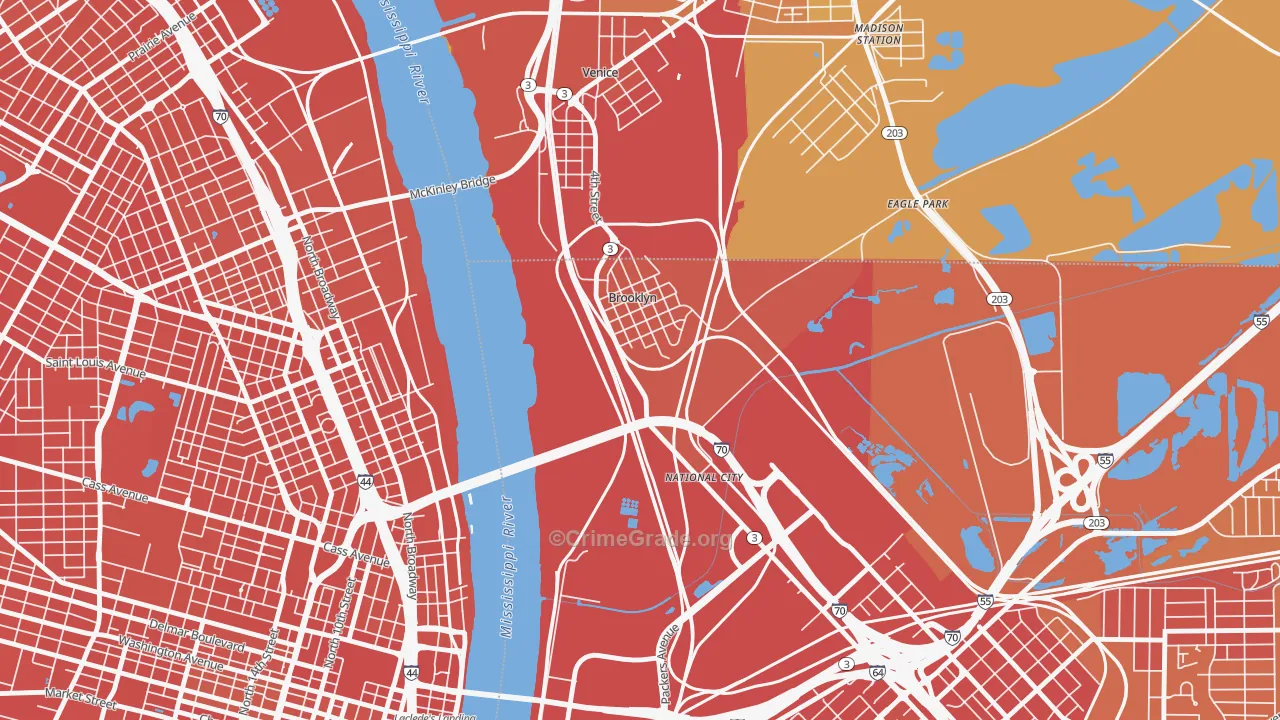 Brooklyn, IL Map of Vandalism Rates