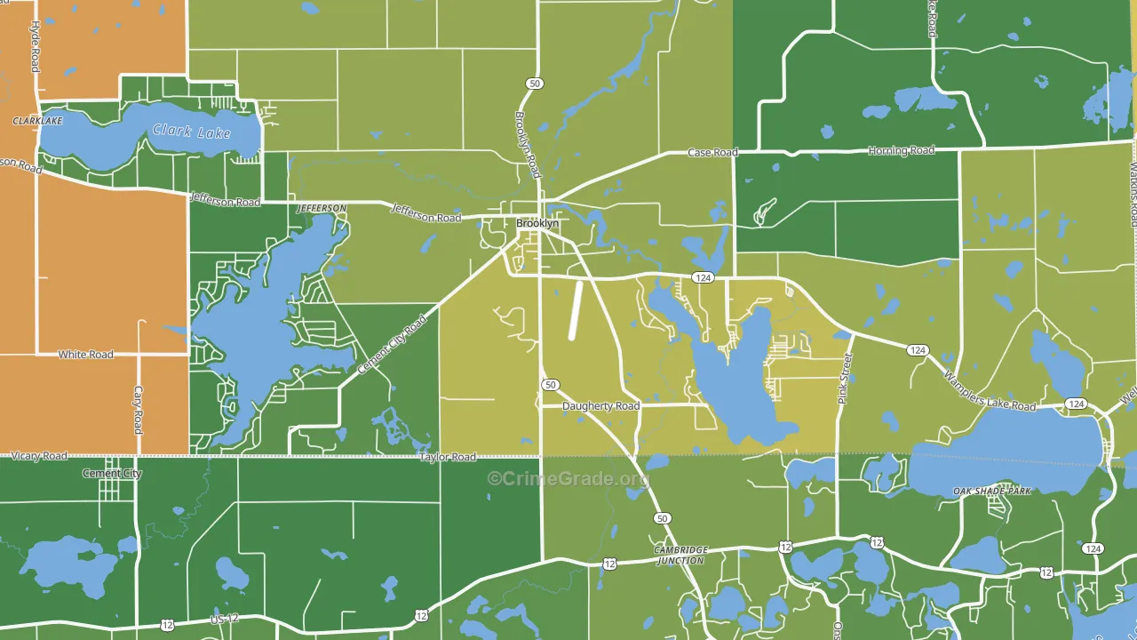 Brooklyn, MI Map of Vandalism Rates