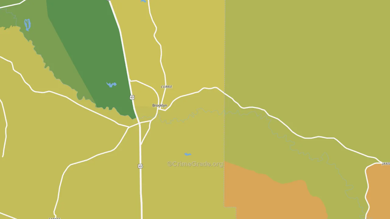 Brooklyn, MS Map of Vandalism Rates