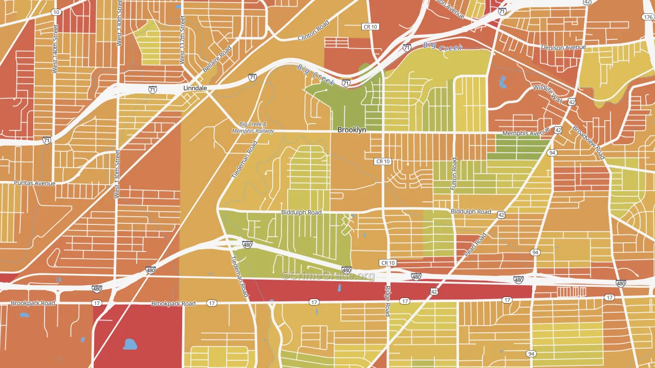 Brooklyn, OH Map of Vandalism Rates