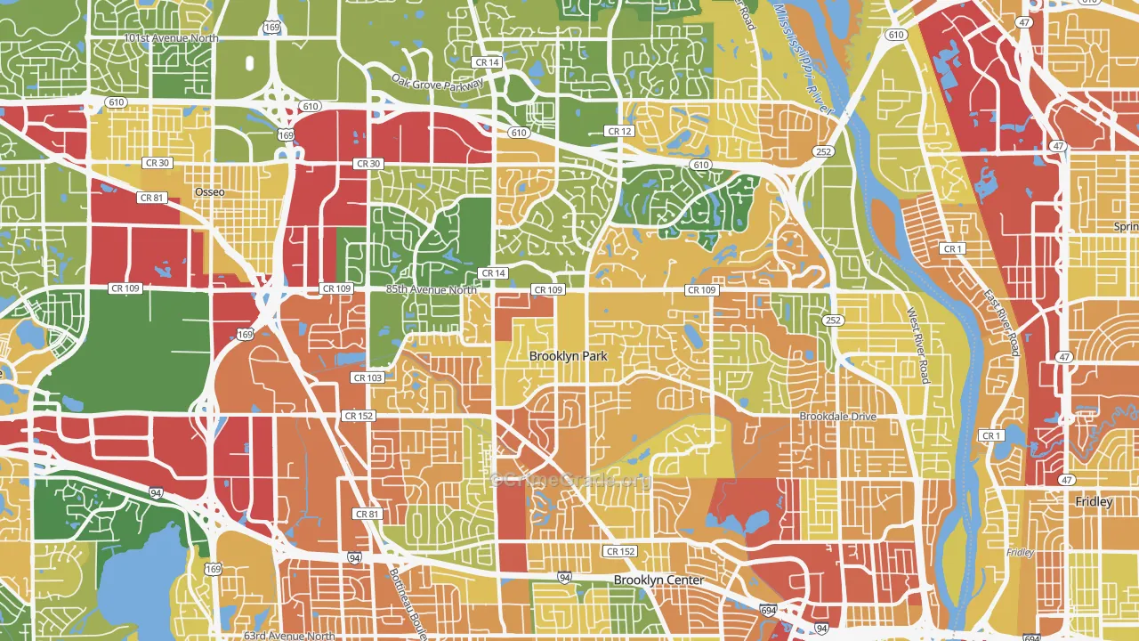 Brooklyn Park, MN Map of Vandalism Rates