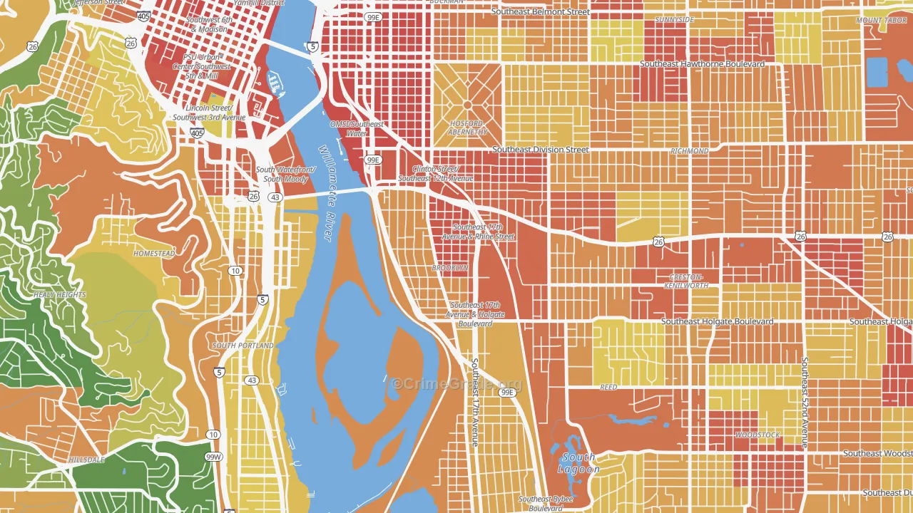 Brooklyn, Portland, OR Map of Vandalism Rates