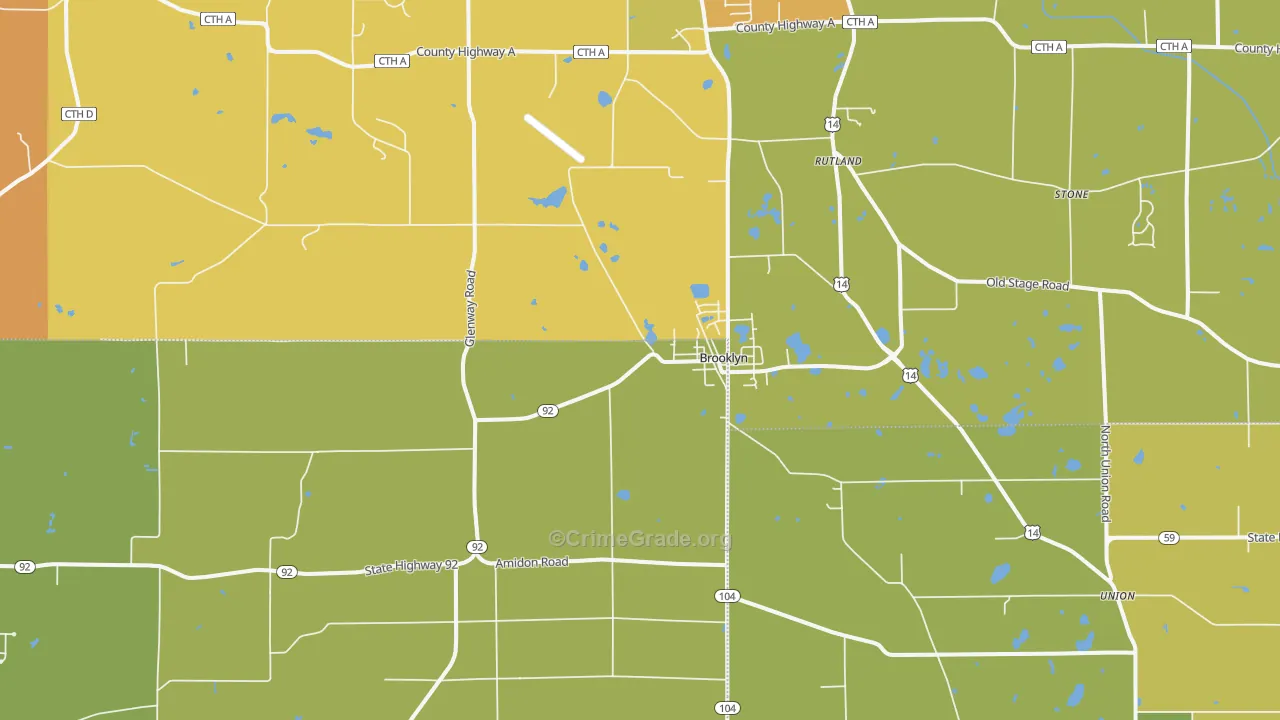 Brooklyn, WI Map of Vandalism Rates