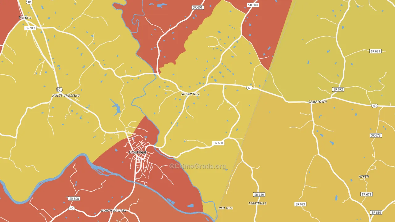 Brookneal, VA Map of Vandalism Rates