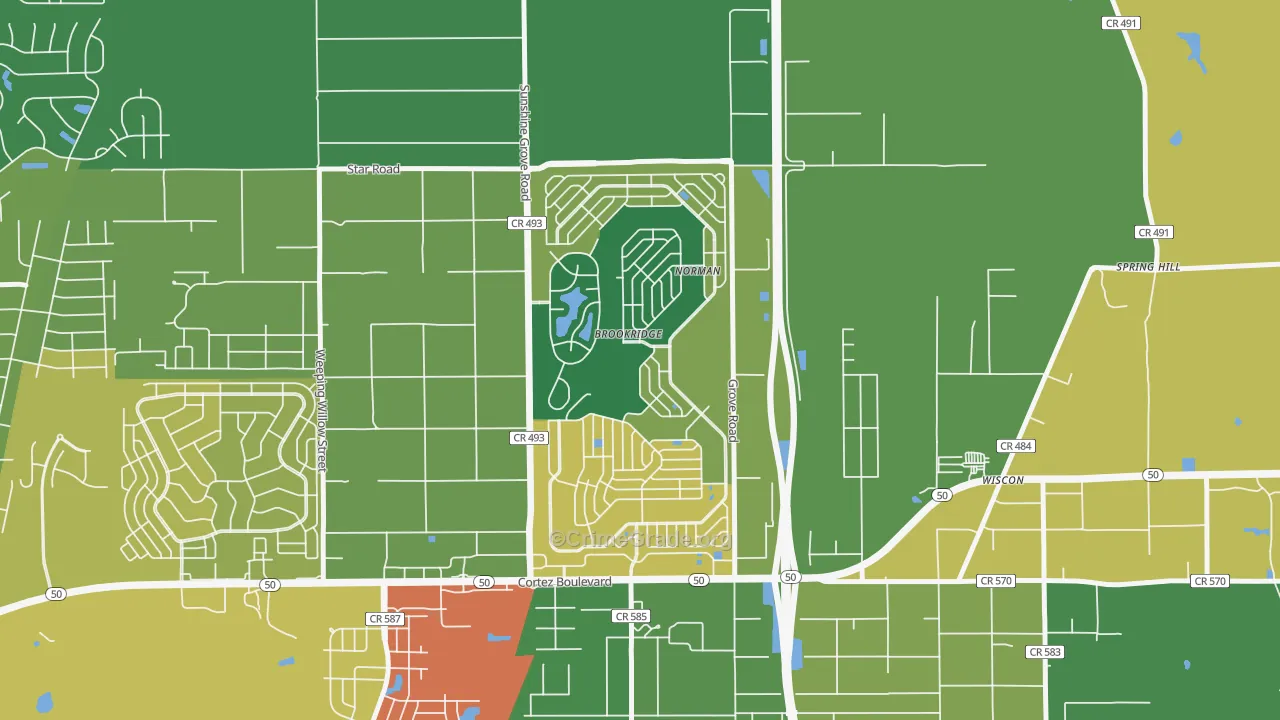 Brookridge, FL Map of Vandalism Rates