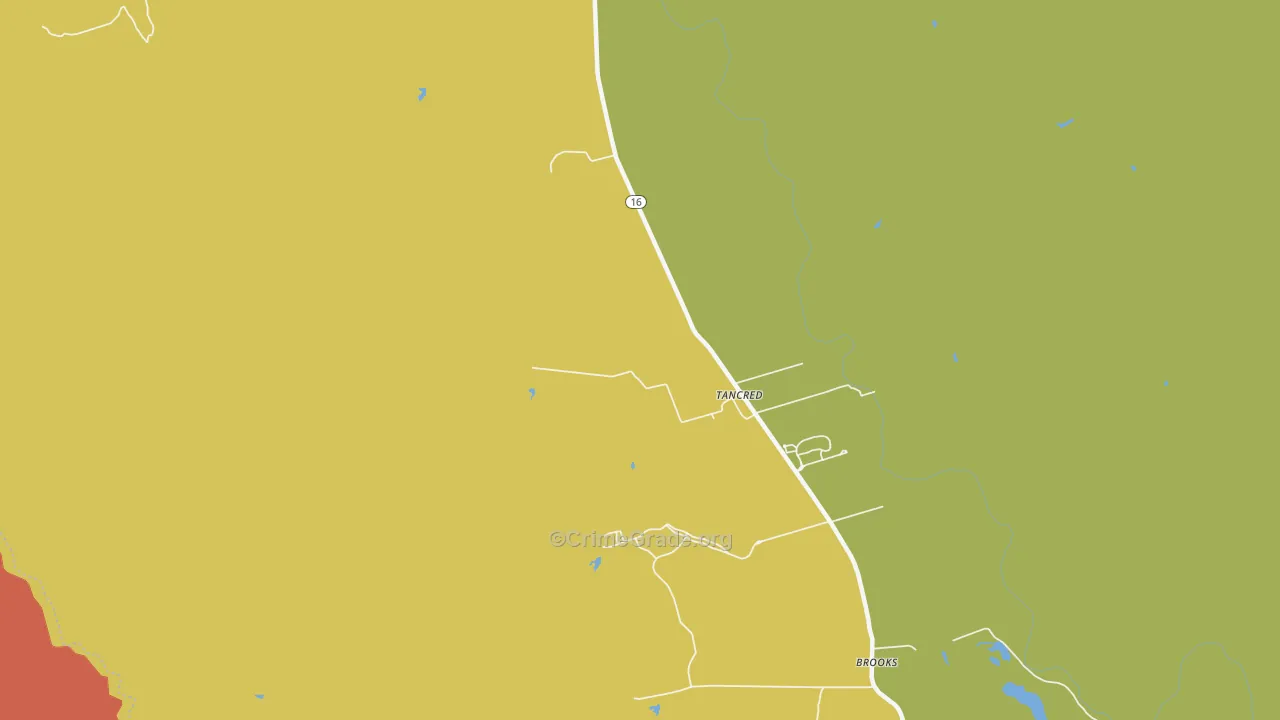 Brooks, CA Map of Vandalism Rates