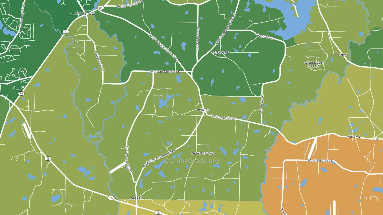Brooks, GA Map of Vandalism Rates