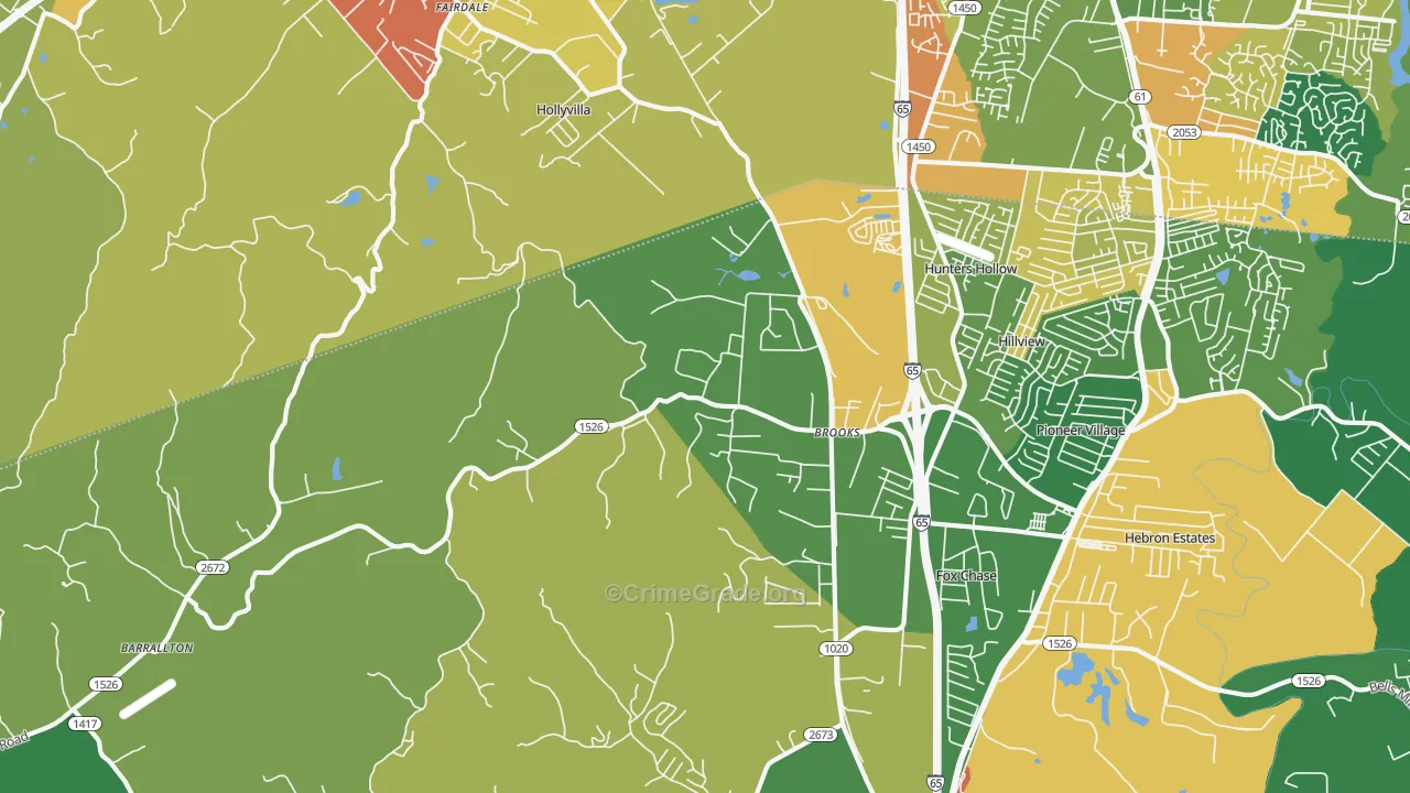 Brooks, KY Map of Vandalism Rates