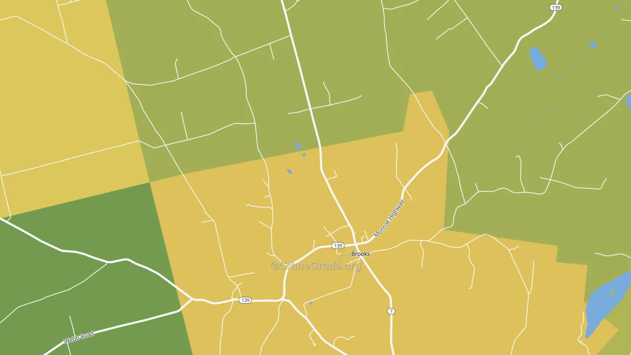 Brooks, ME Map of Vandalism Rates