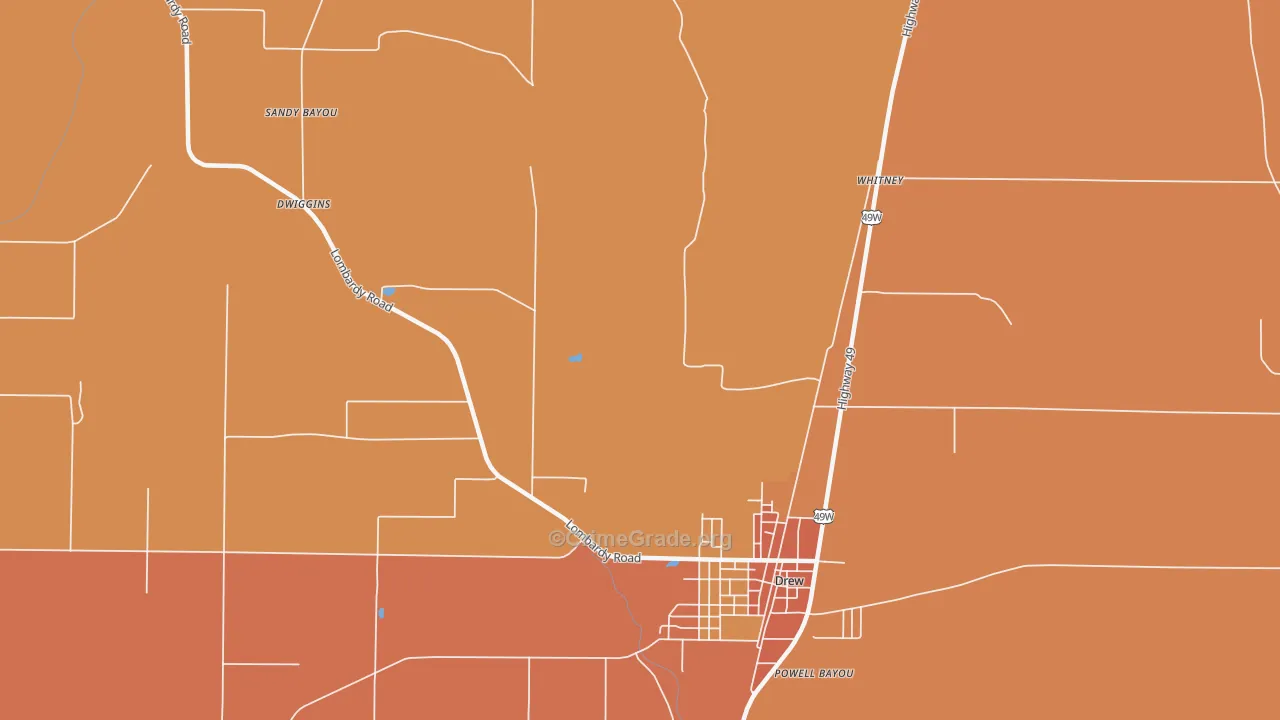 Brooks, MS Map of Vandalism Rates