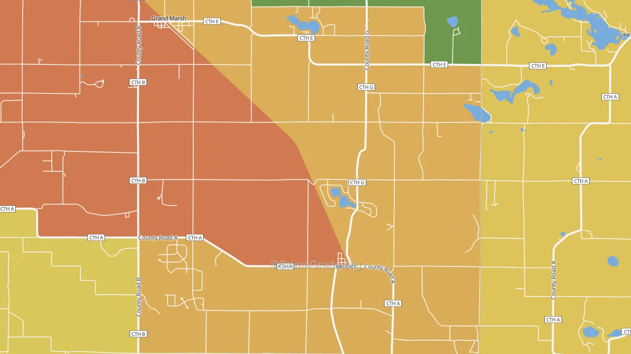 Brooks, WI Map of Vandalism Rates