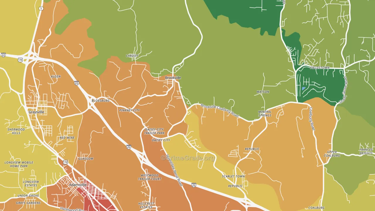 Brookside, AL Map of Vandalism Rates