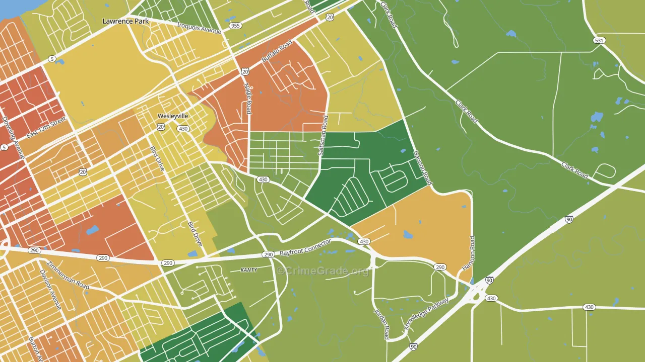 Brookside, Erie, PA Map of Vandalism Rates