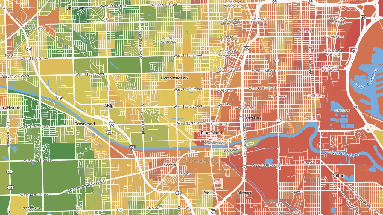 Brookside Glen, Chicago, IL Map of Vandalism Rates