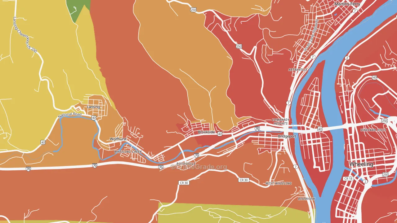 Brookside, OH Map of Vandalism Rates