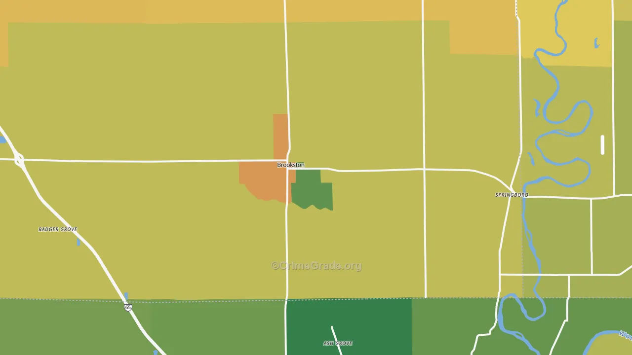 Brookston, IN Map of Vandalism Rates