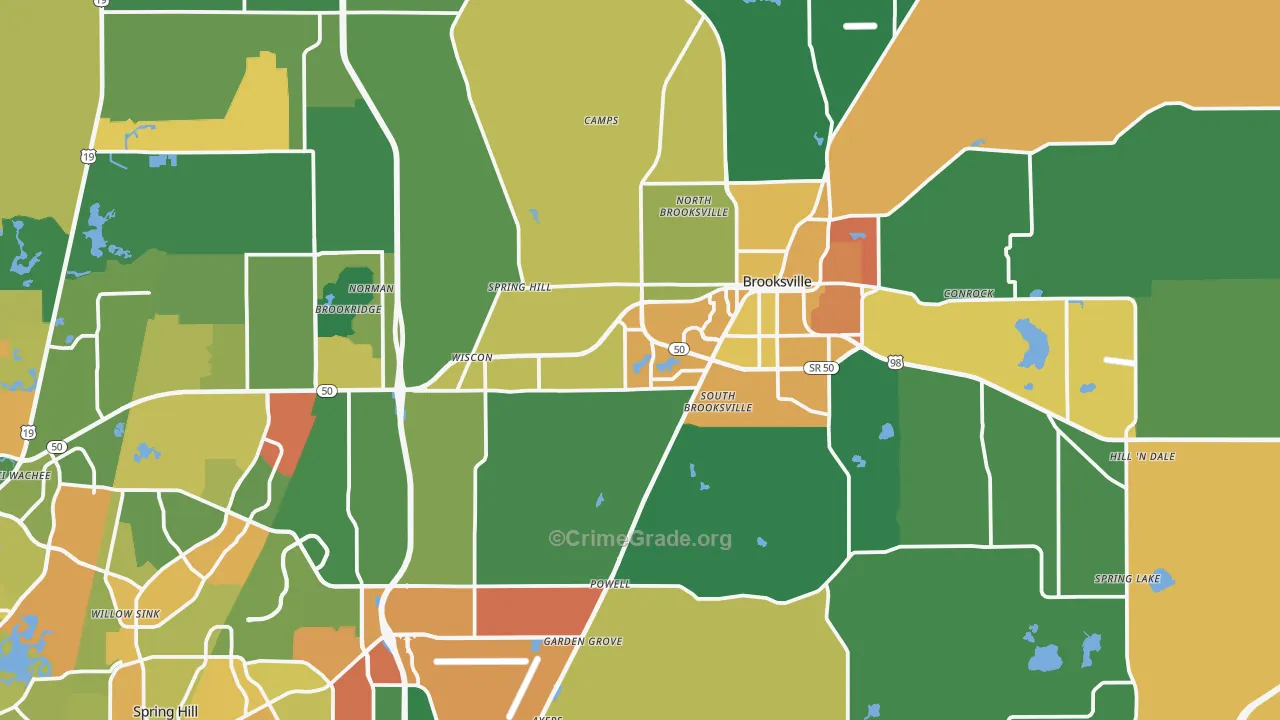 Brooksville, FL Map of Vandalism Rates