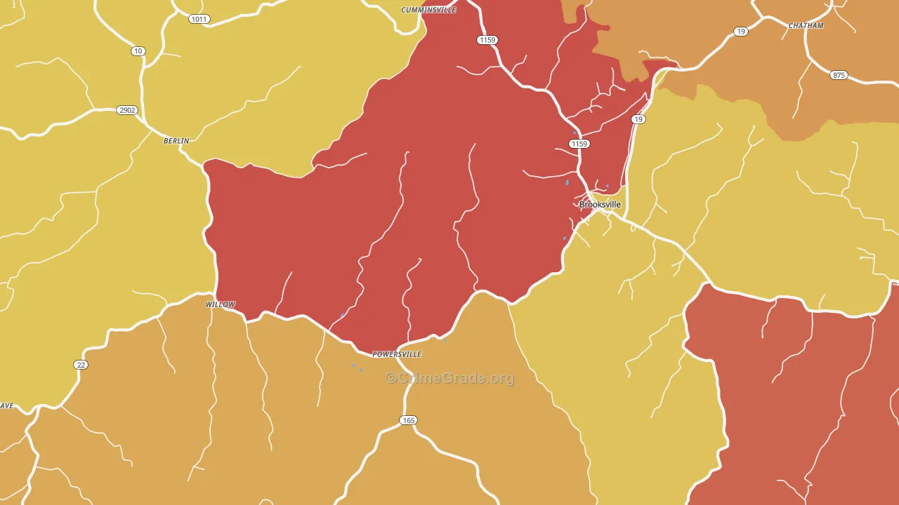 Brooksville, KY Map of Vandalism Rates