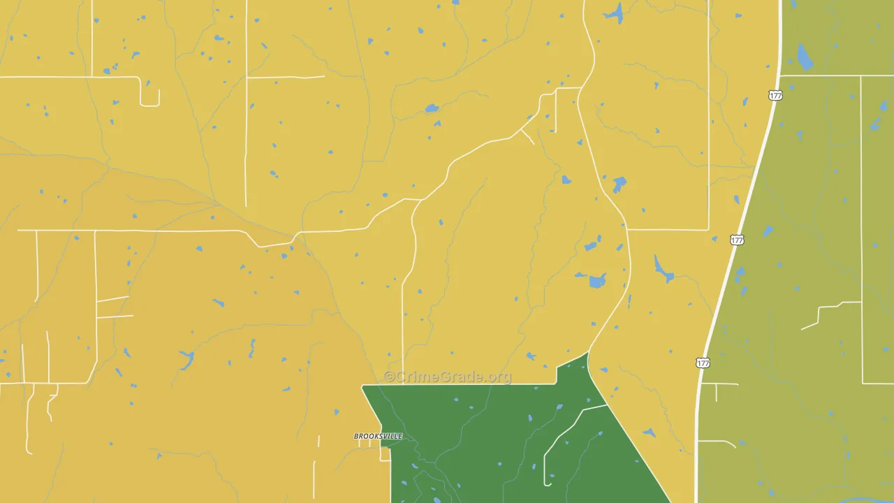 Brooksville, OK Map of Vandalism Rates