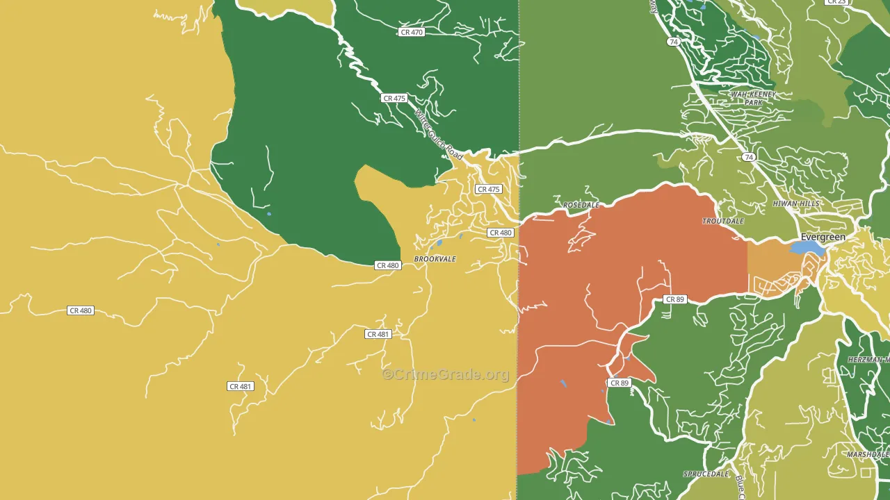 Brookvale, CO Map of Vandalism Rates