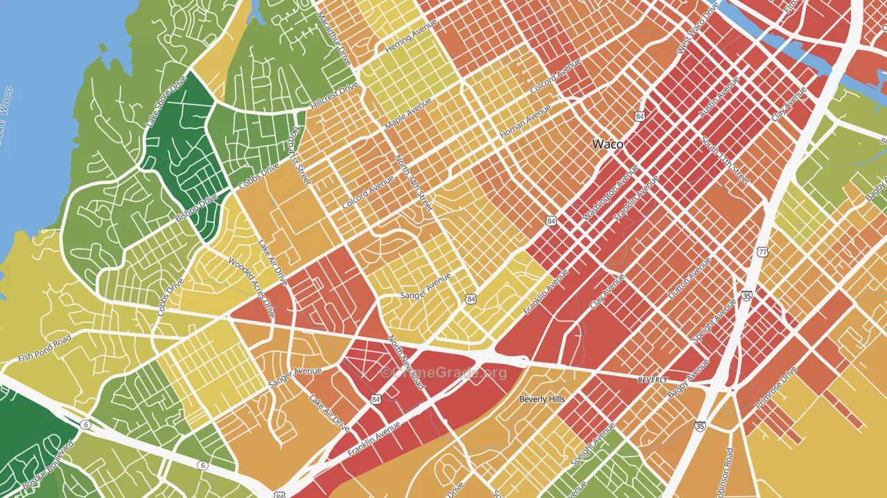 Brookview, Waco, TX Map of Vandalism Rates