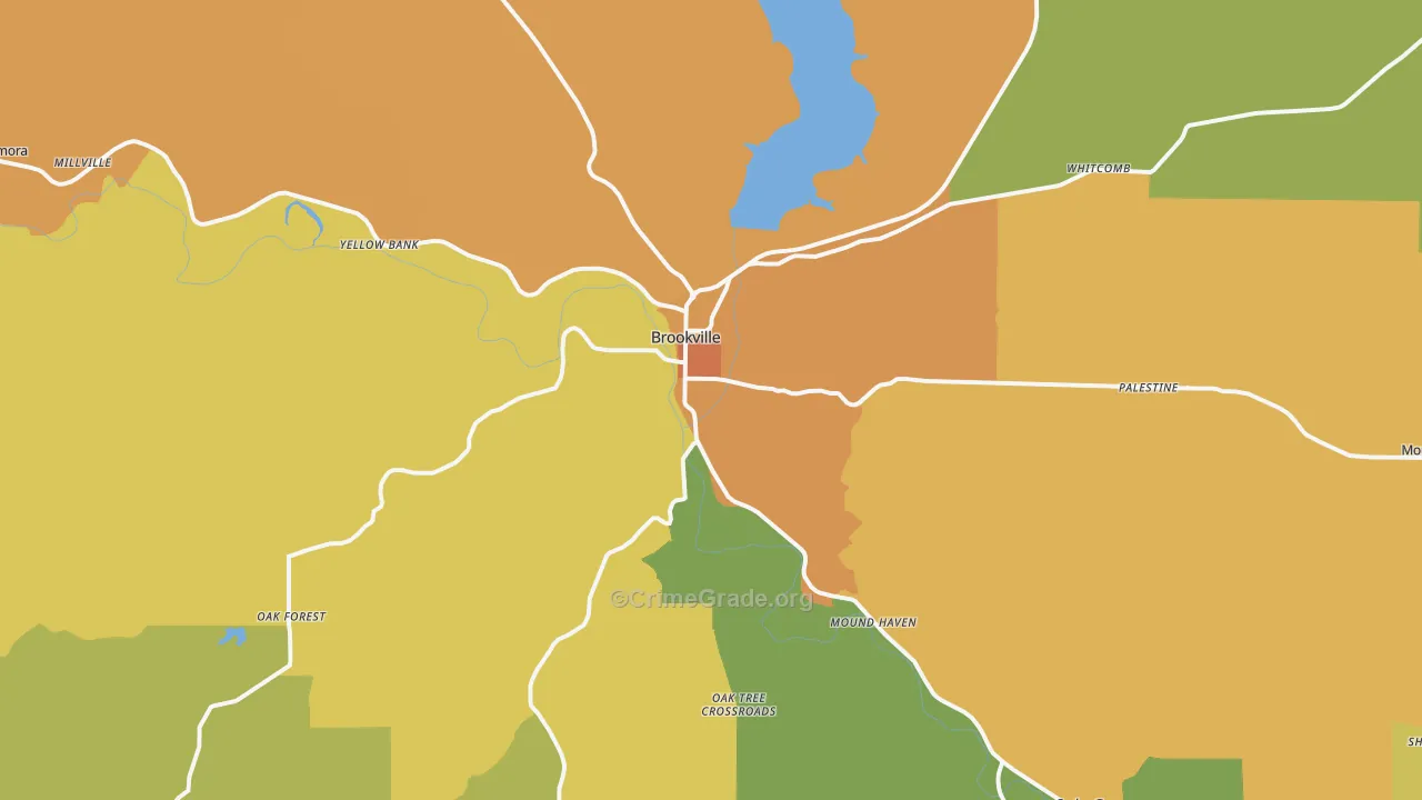 Brookville, IN Map of Vandalism Rates