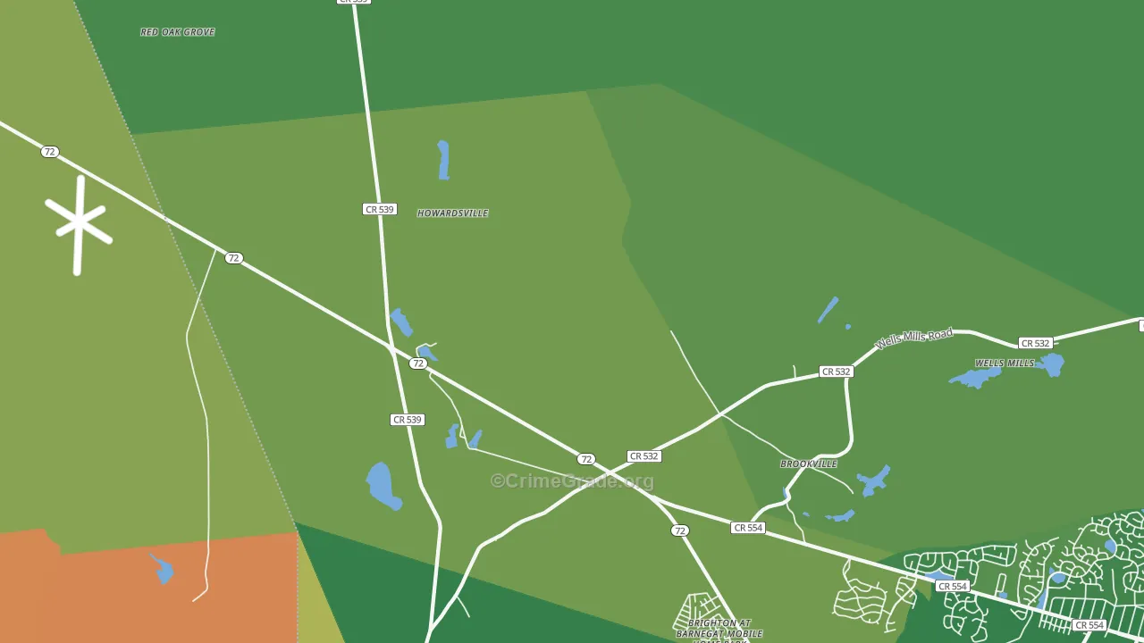 Brookville, NJ Map of Vandalism Rates