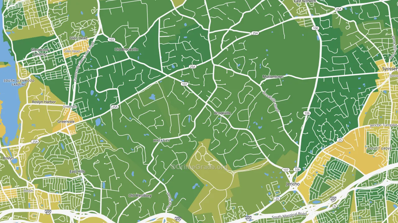 Brookville, NY Map of Vandalism Rates