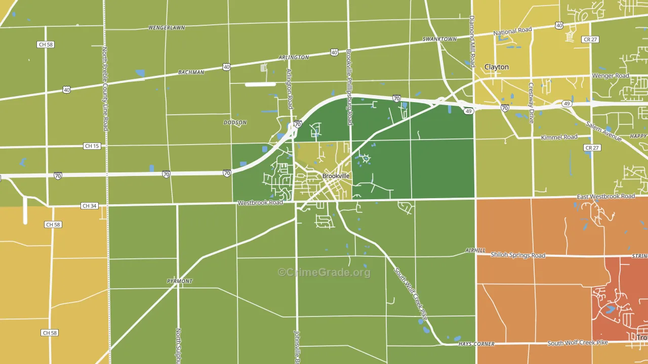 Brookville, OH Map of Vandalism Rates