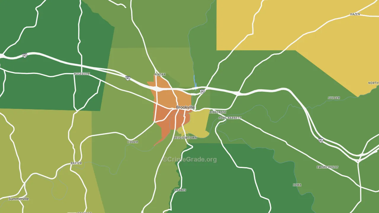 Brookville, PA Map of Vandalism Rates