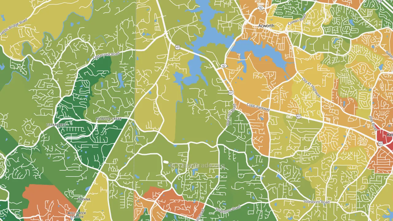 Brookwood, Acworth, GA Map of Vandalism Rates