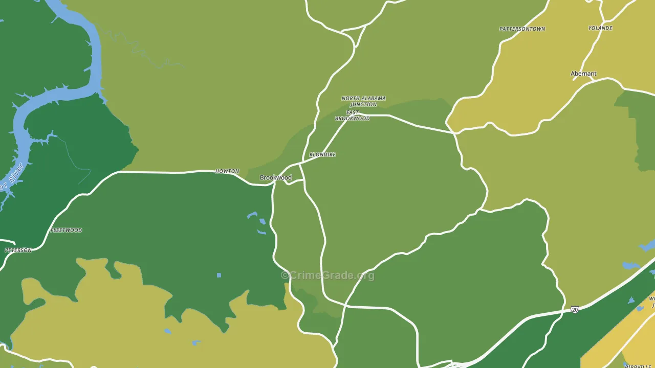 Brookwood, AL Map of Vandalism Rates