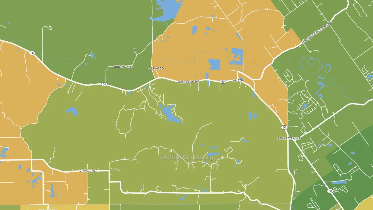 Broom Hill, IN Map of Vandalism Rates