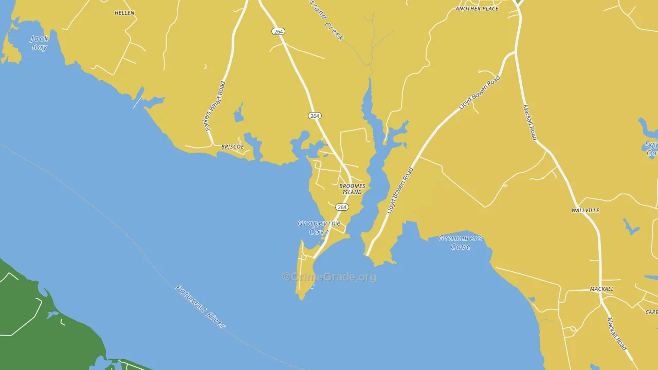 Broomes Island, MD Map of Vandalism Rates