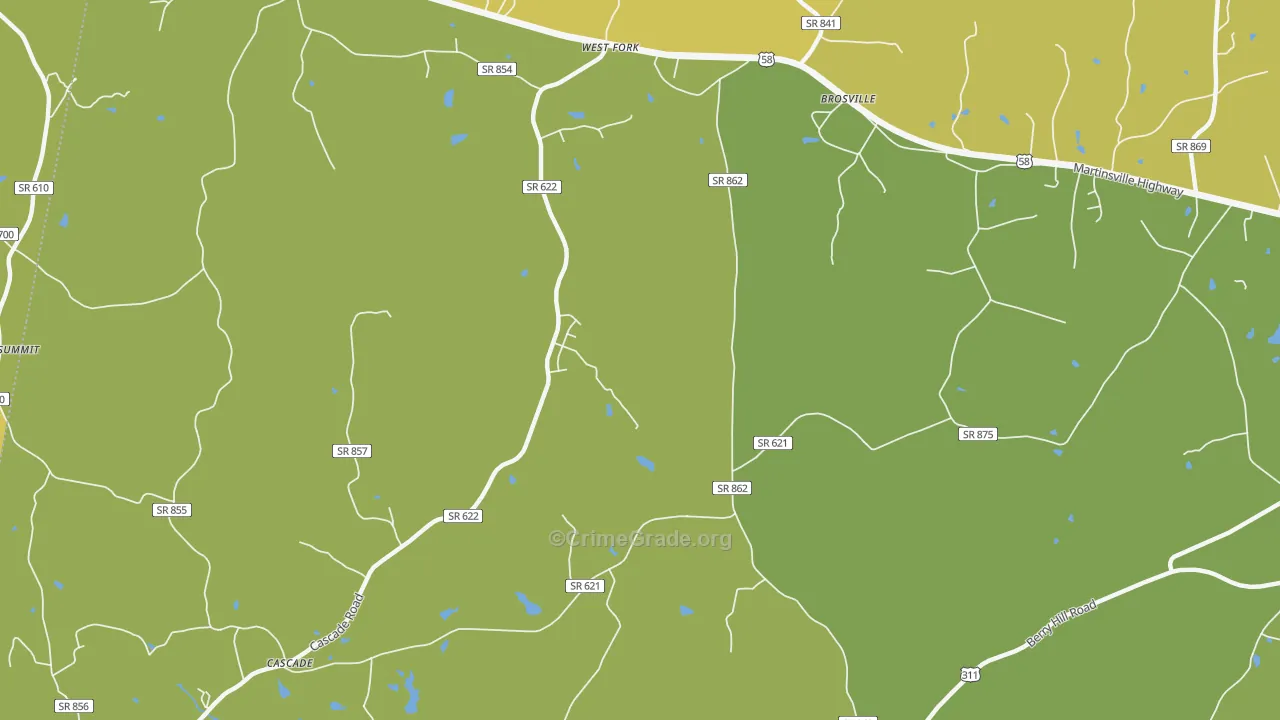 Brosville, VA Map of Vandalism Rates