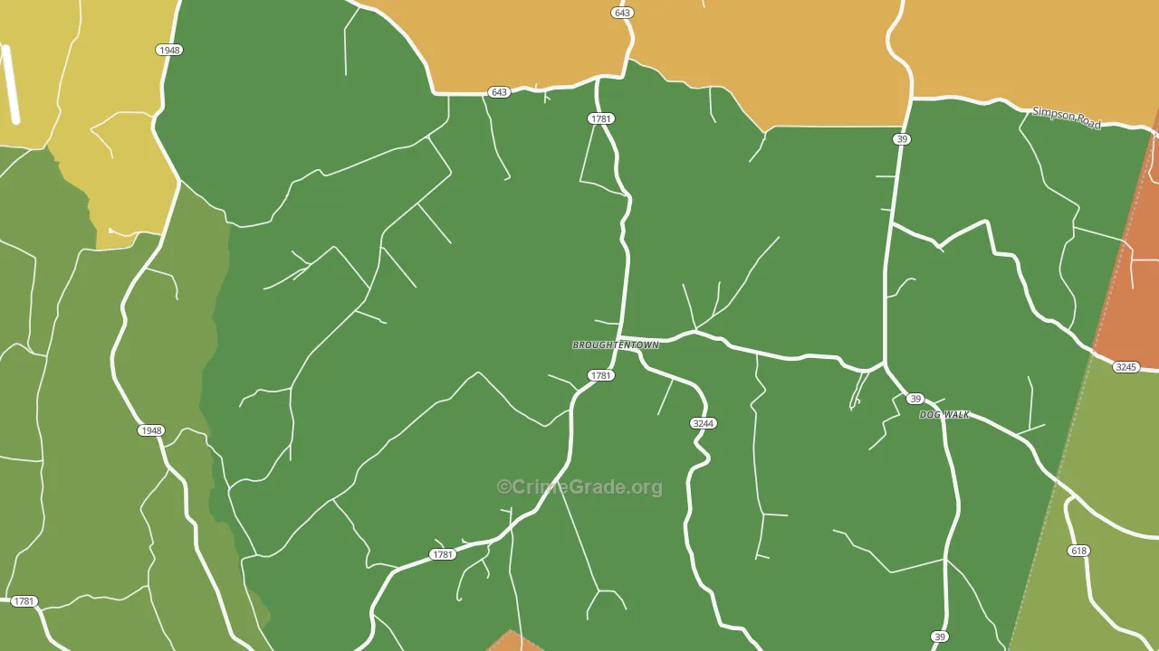 Broughtentown, KY Map of Vandalism Rates