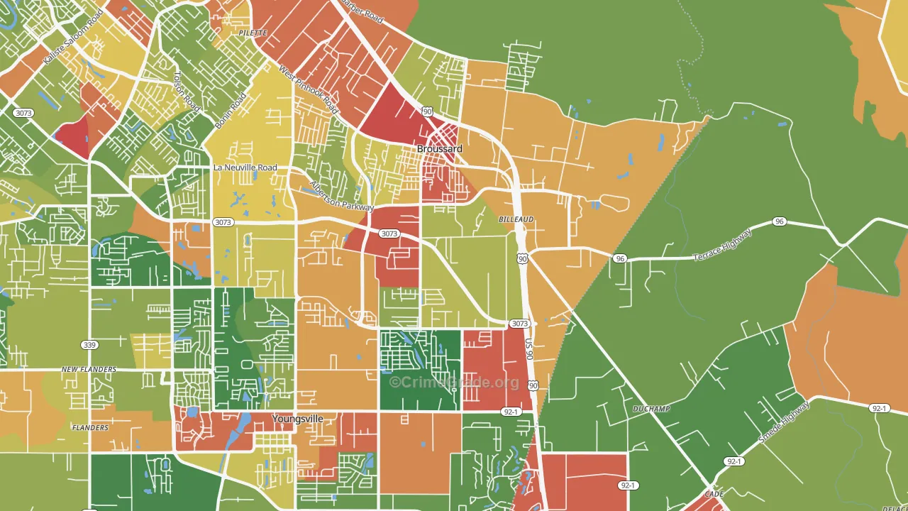 Broussard, LA Map of Vandalism Rates