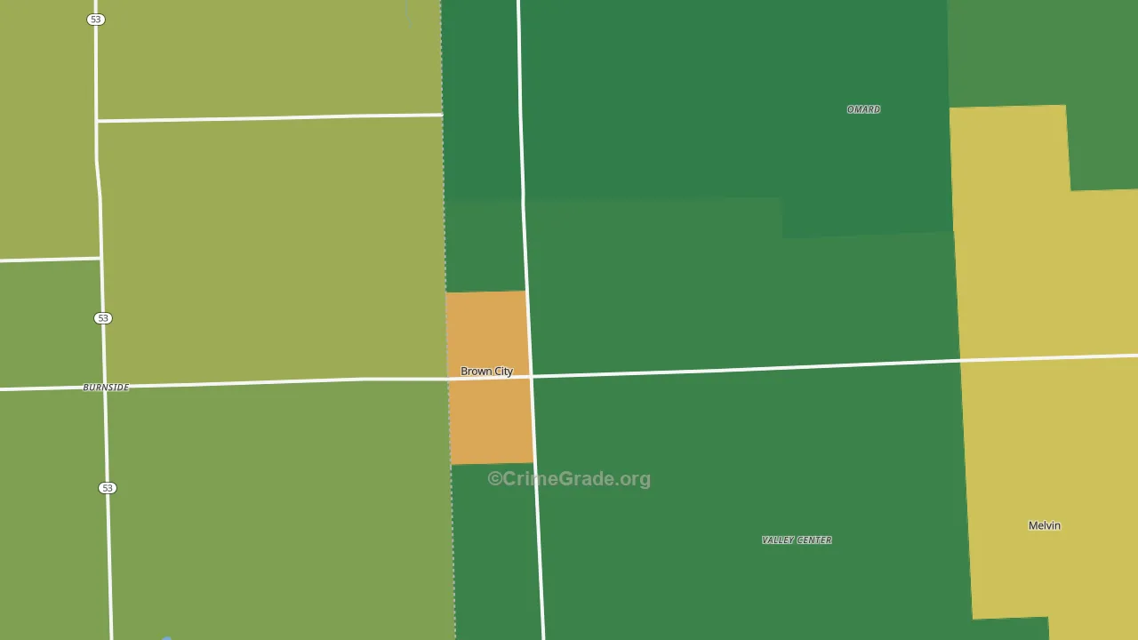 Brown City, MI Map of Vandalism Rates