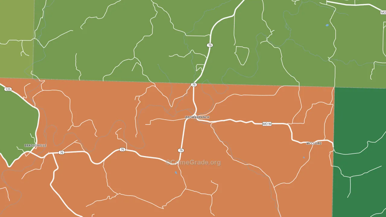 Brownbranch, MO Map of Vandalism Rates