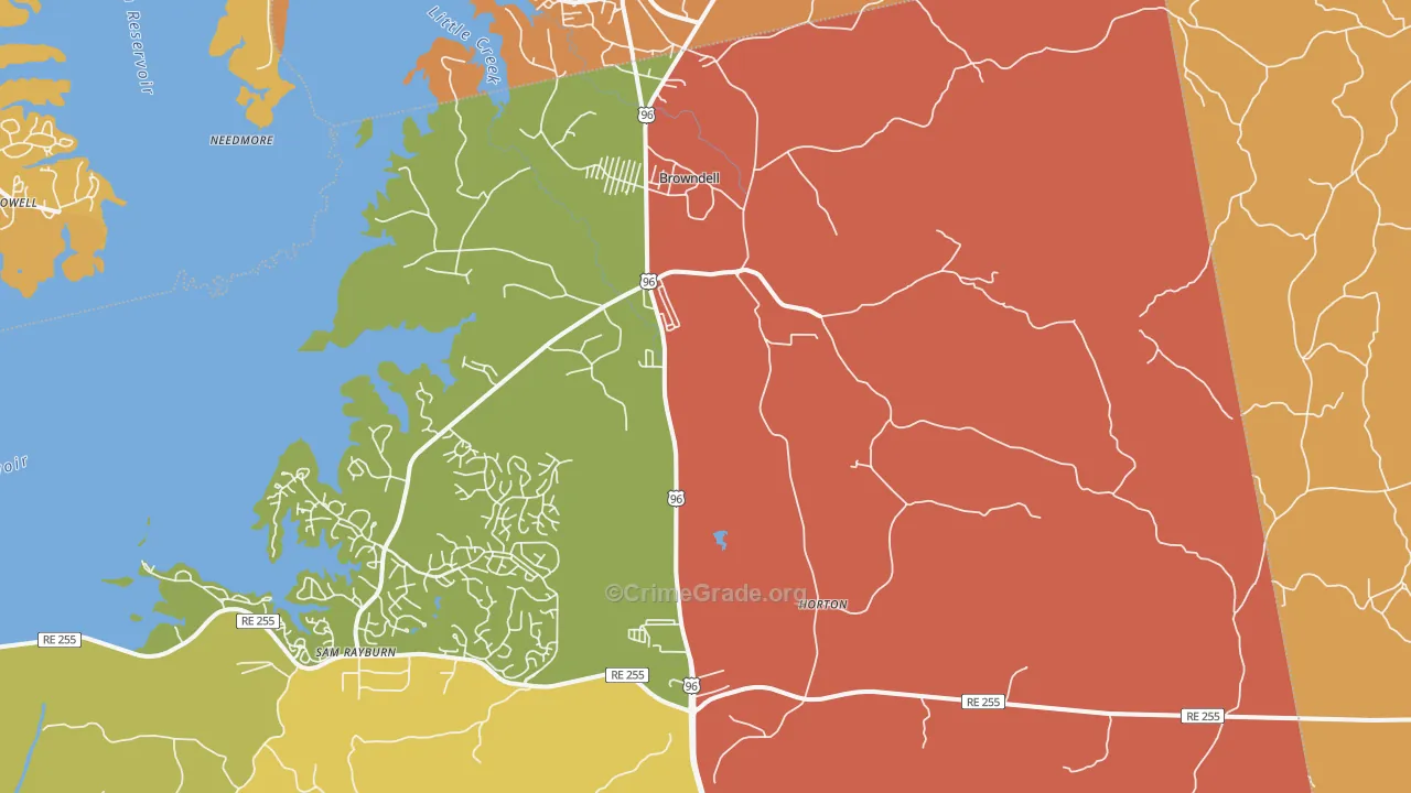 Browndell, TX Map of Vandalism Rates