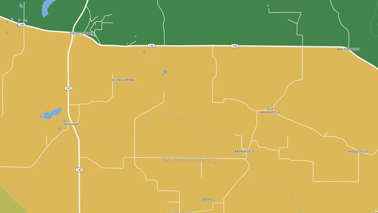 Brownfield, IL Map of Vandalism Rates