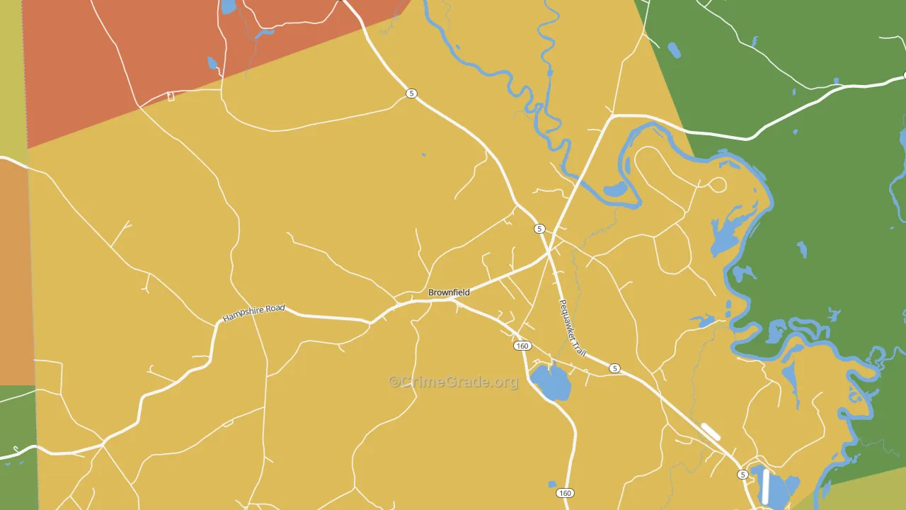Brownfield, ME Map of Vandalism Rates