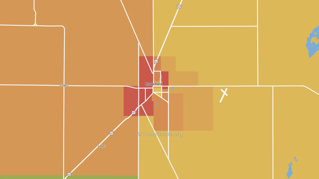 Brownfield, TX Map of Vandalism Rates