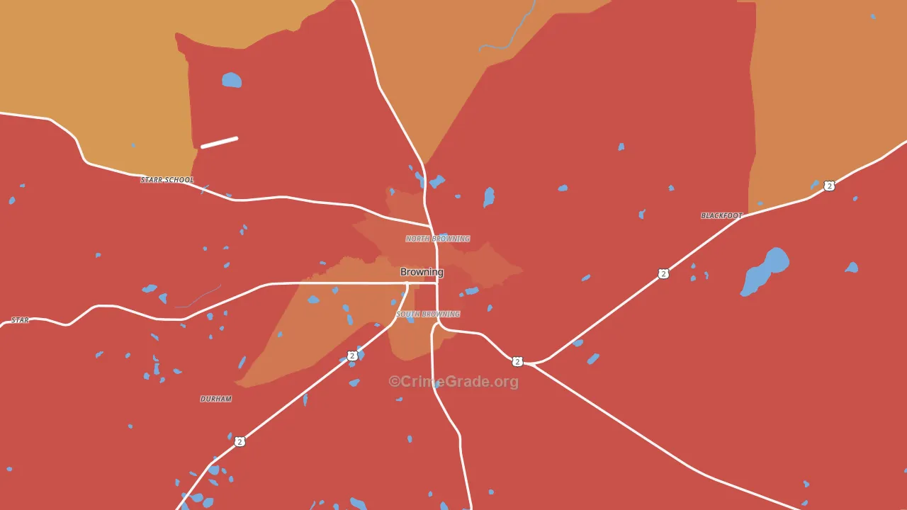 Browning, MT Map of Vandalism Rates