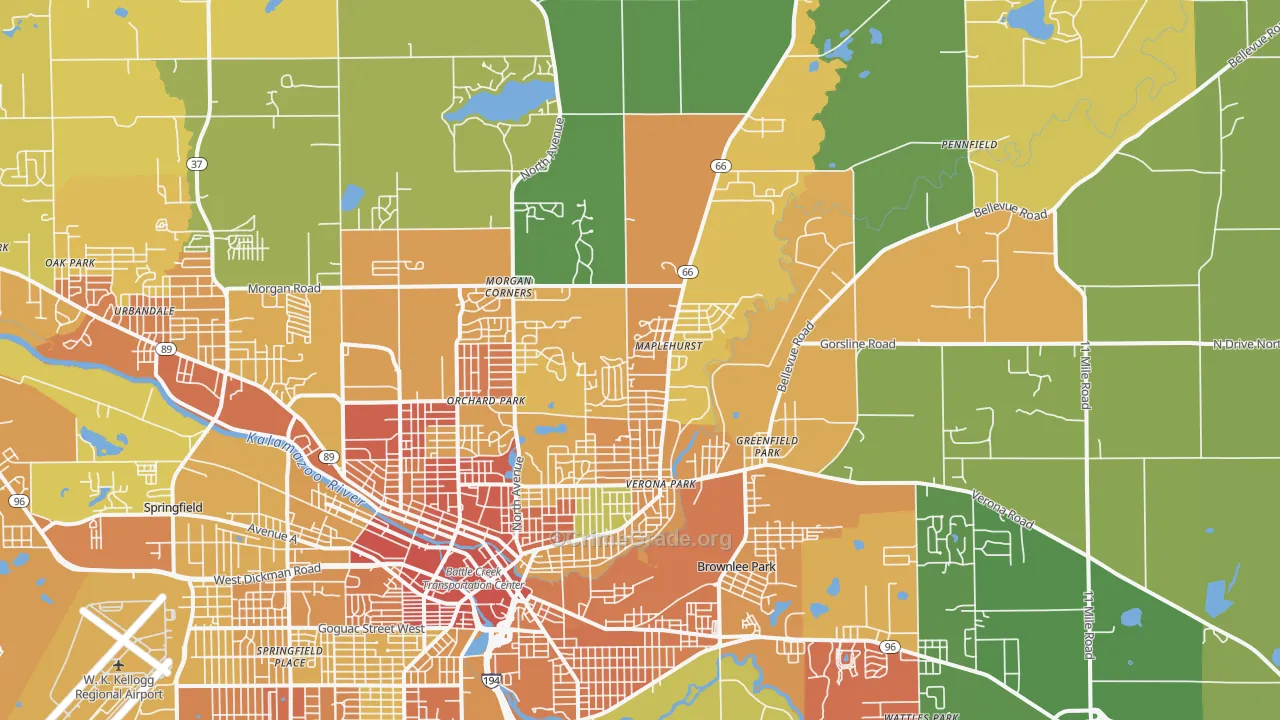 Brownlee Park, MI Map of Vandalism Rates