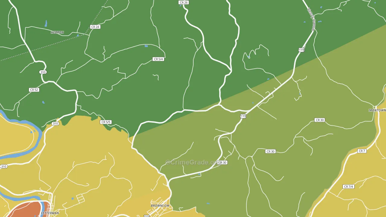 Brownlow, WV Map of Vandalism Rates